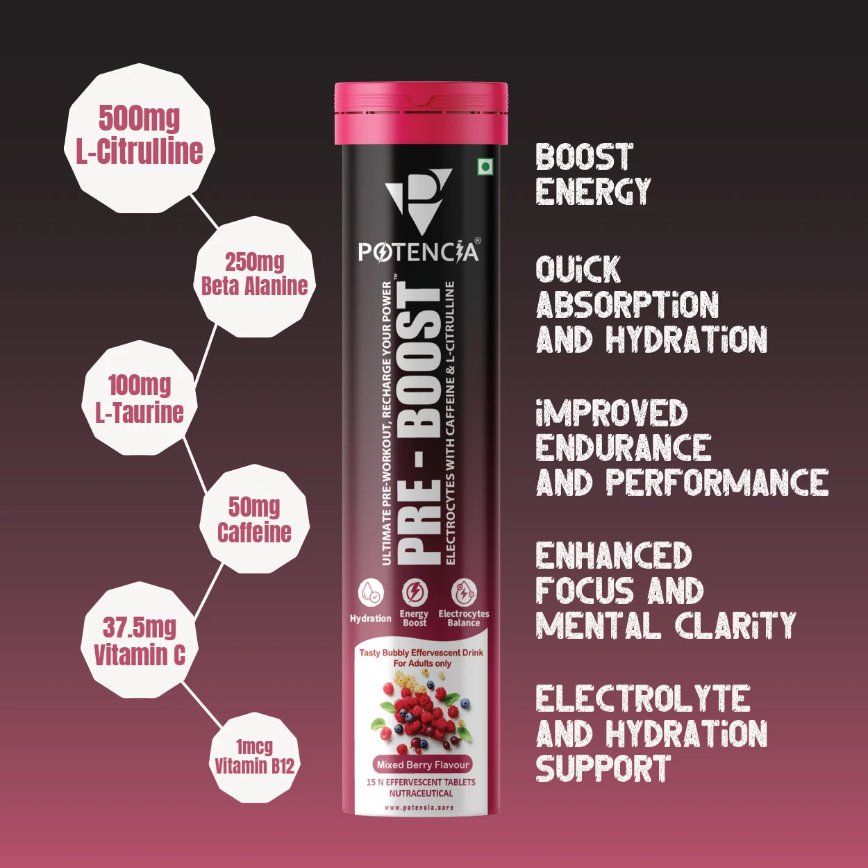 Pack of 6 Pre-Boost ( Ultimate - PreWorkout ) Mixed-Berry