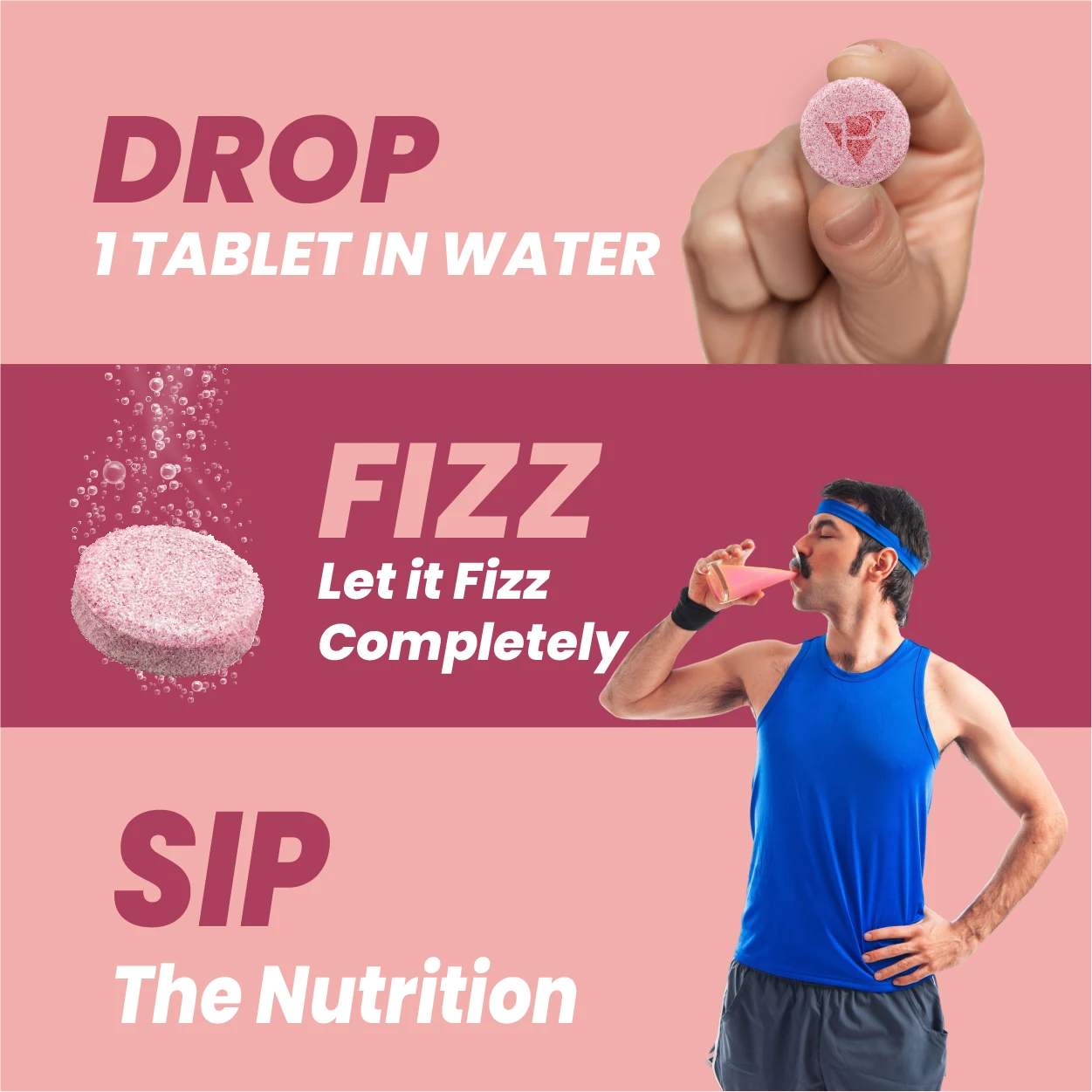 Potencia Electrolyte Hydration Effervescent Tablets ith Glutamine, Moringa, Astaxanthin, Biotin & Himalayan Pink Salt | Rose Lemonade | 15 Tabs/Bottle