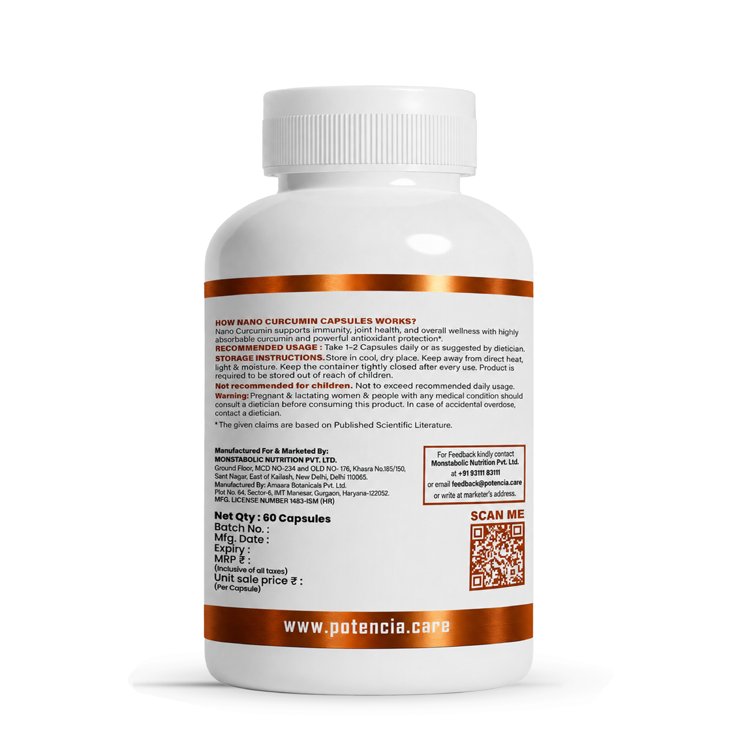 Potencia Herbacous Nano Curcumin 500mg – 60 Vegetarian Capsules