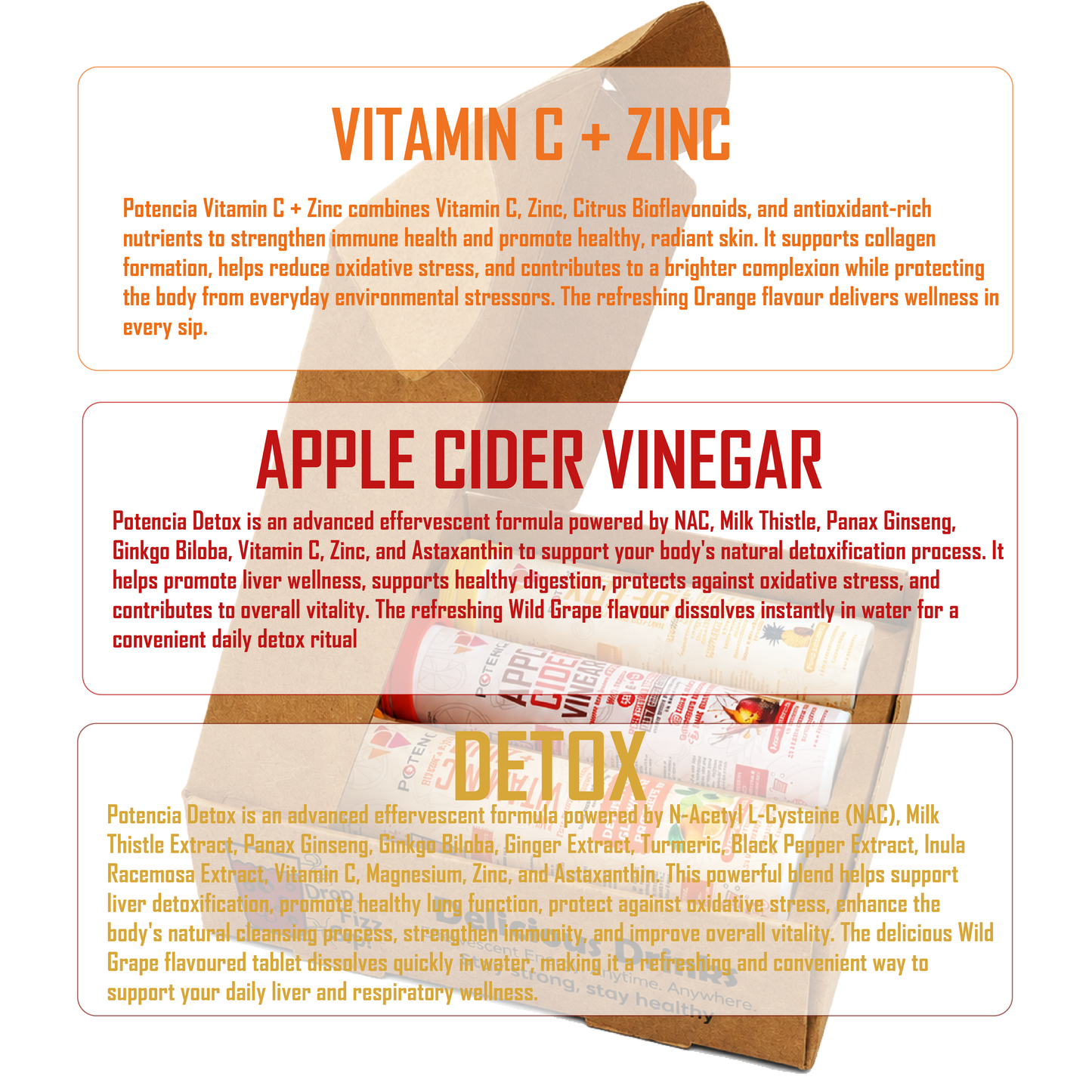 Potencia Longevity Trio Kit  Immunity | Detox | Daily Wellness