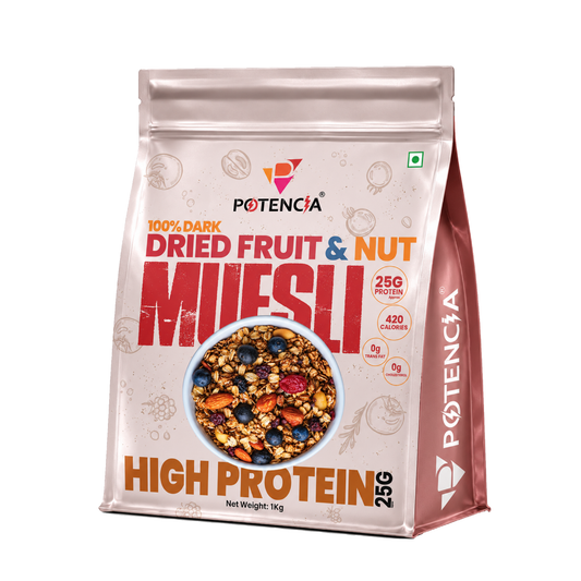 Potencia 100% Dark Dried Fruit & Nut Muesli – High Protein 25g | 1kg