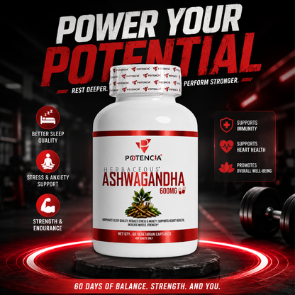 Potencia Herbacous Ashwagandha 600mg – 60 Vegetarian Capsules