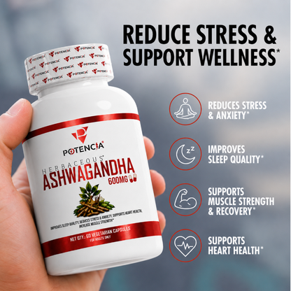 Potencia Herbacous Ashwagandha 600mg – 60 Vegetarian Capsules