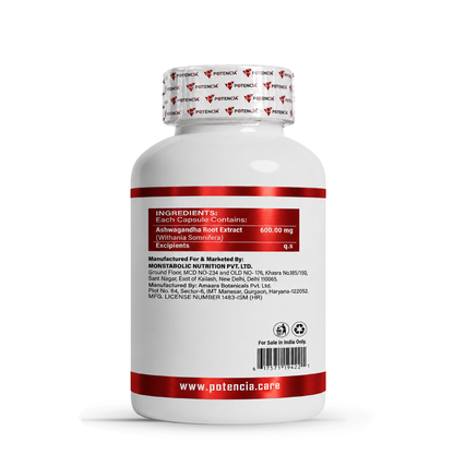 Potencia Herbacous Ashwagandha 600mg – 60 Vegetarian Capsules