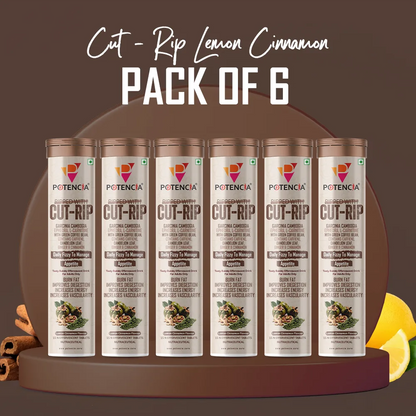 ( Pack of 6 Tubes ) New Cut-Rip Tablets with Garcinia Cambogia, Ephedra , L-Carnitine, Green Coffee, Ginger & Cinnamon Extract | Fat Loss, Appetite Control & Metabolism Support | With Caffeine & Chromium