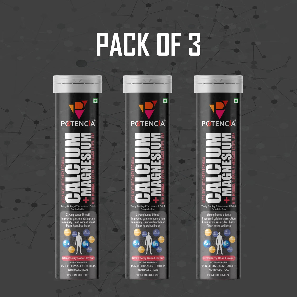 Pack of 3 Calcium + Magnesium