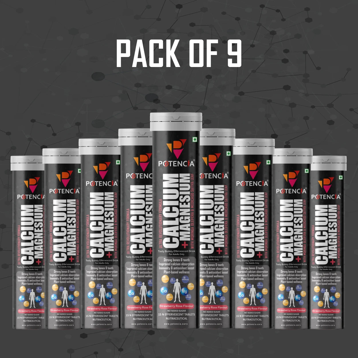 Pack of 9 Calcium + Magnesium