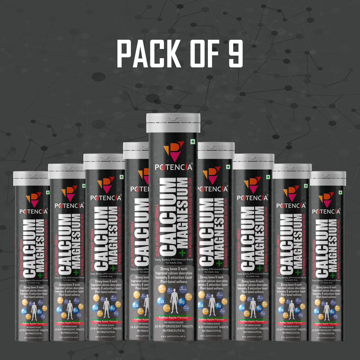 Pack of 9 Calcium + Magnesium