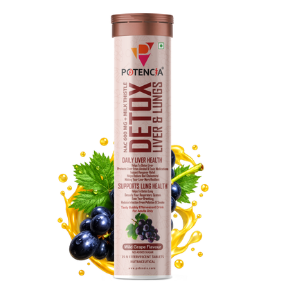 🎁 Potencia Liver & Lung Detox Effervescent Tablets | 10-in-1 Herbal Cleanse with Milk Thistle, NAC, Ginseng, Turmeric & Astaxanthin | Supports Liver Health, Lung Detox & Immunity | 15 Tabs/Bottle (Special Price)