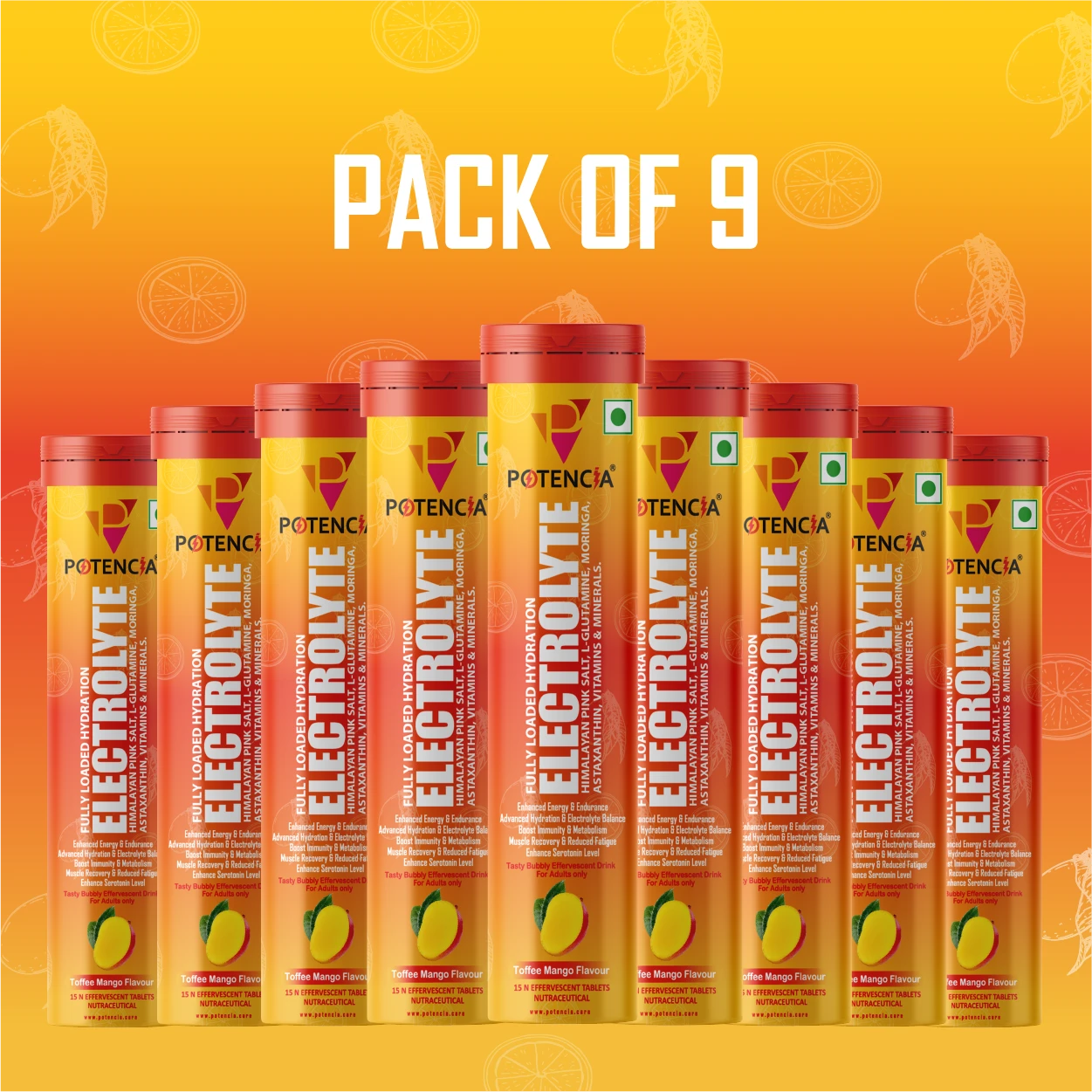 Pack Of 9 Electrolyte Toffee Mango