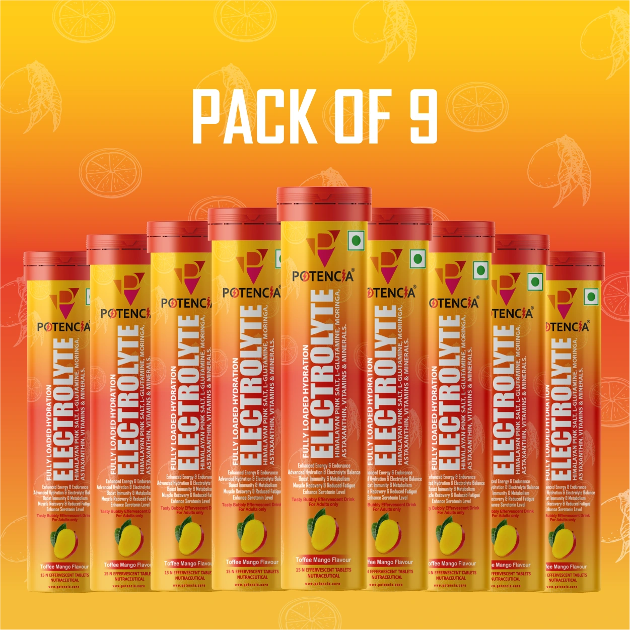 Pack Of 9 Electrolyte Toffee Mango