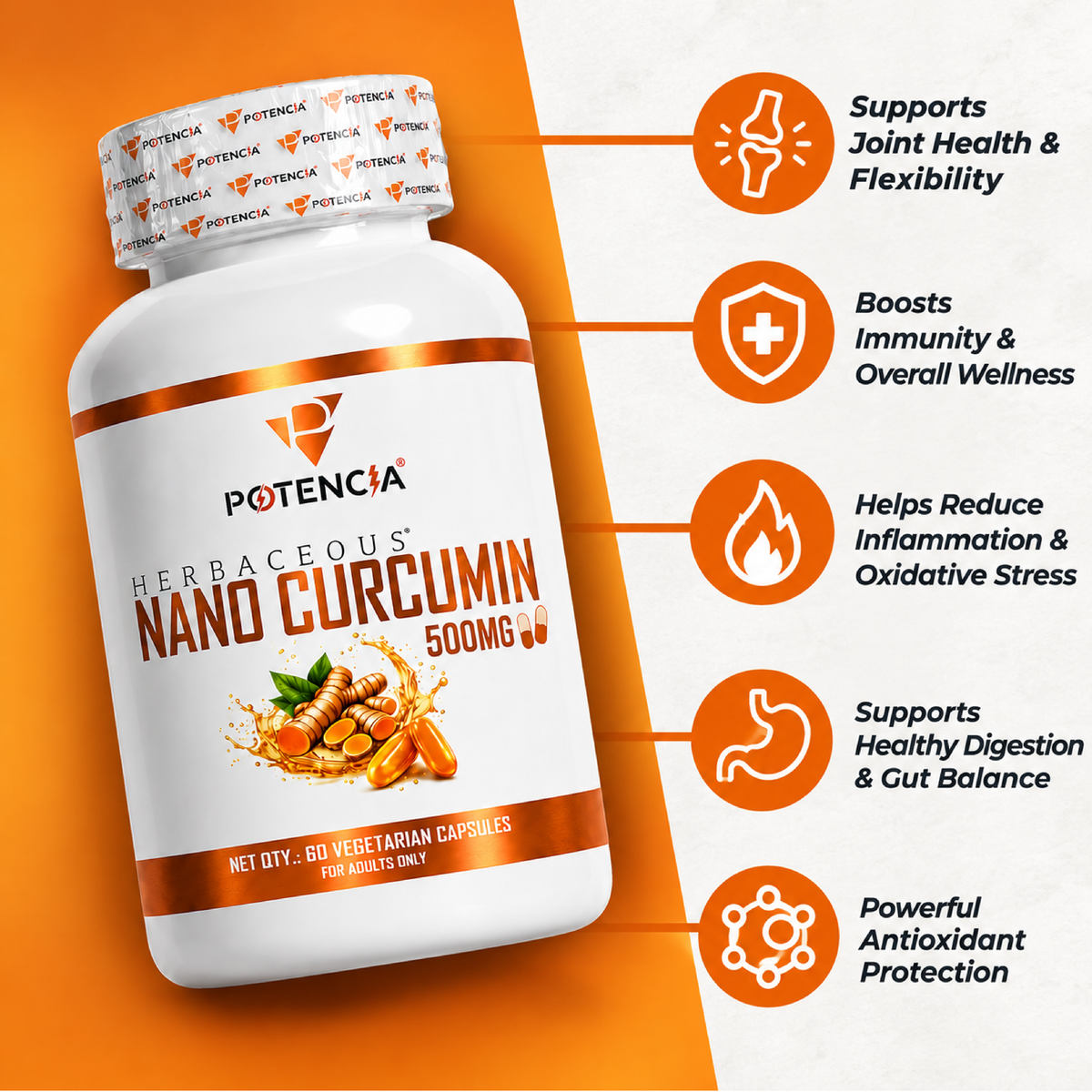 Potencia Herbacous Nano Curcumin 500mg – 60 Vegetarian Capsules