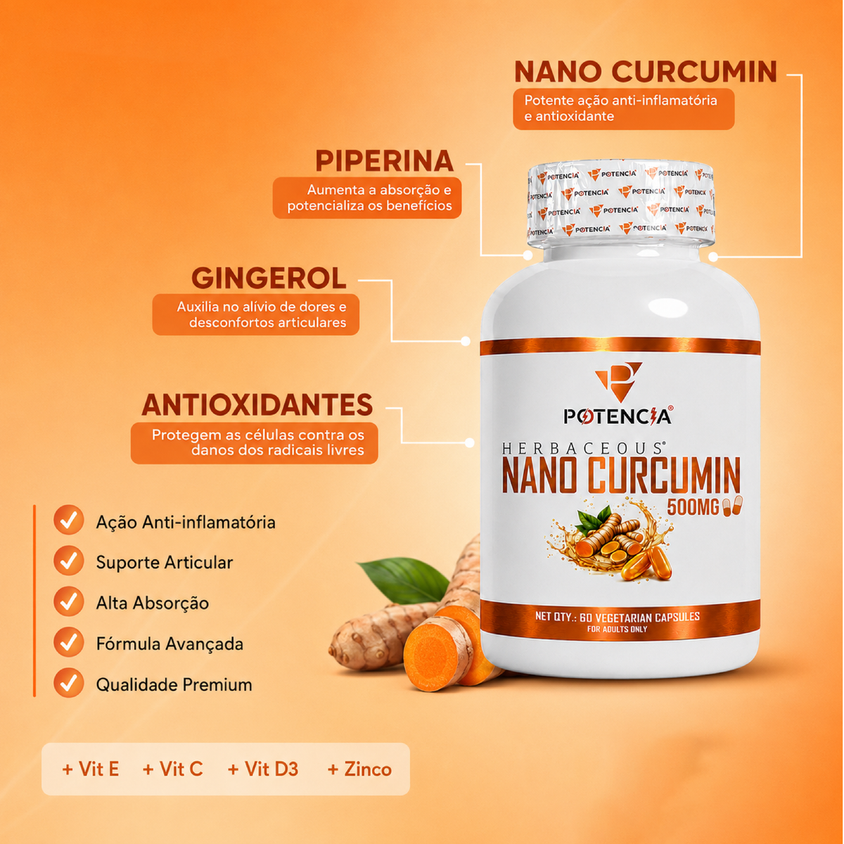 Potencia Herbacous Nano Curcumin 500mg – 60 Vegetarian Capsules