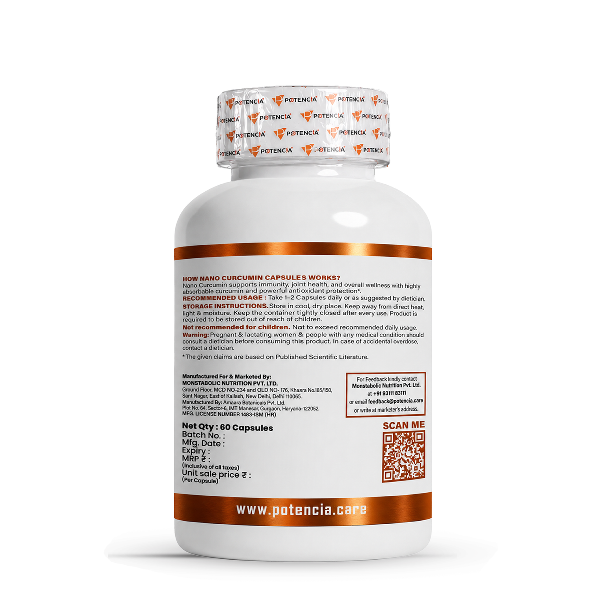 Potencia Herbacous Nano Curcumin 500mg – 60 Vegetarian Capsules