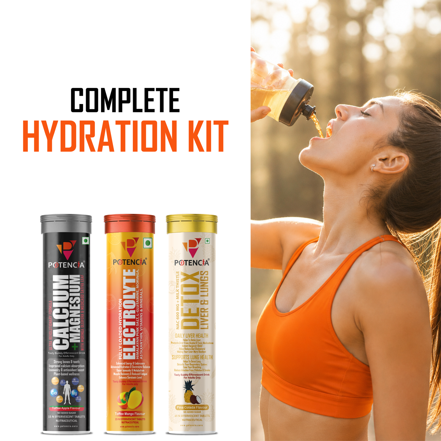 Potencia's Hydration & Restore Kit | India's Advanced Daily Hydration, Electrolyte & Recovery Support Stack