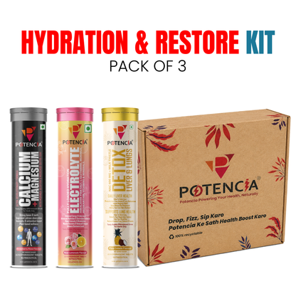 Potencia's Hydration & Restore Kit | India's Advanced Daily Hydration, Electrolyte & Recovery Support Stack