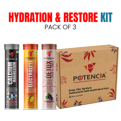 Potencia's Hydration & Restore Kit | India's Advanced Daily Hydration, Electrolyte & Recovery Support Stack