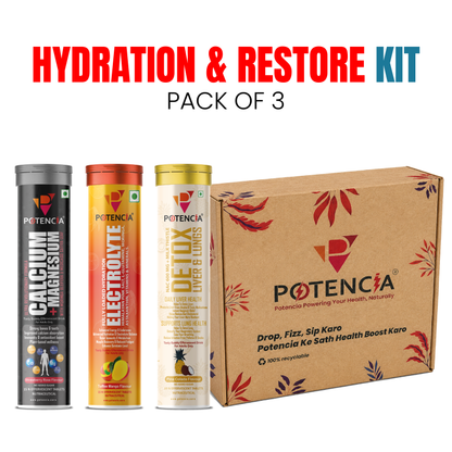 Potencia's Hydration & Restore Kit | India's Advanced Daily Hydration, Electrolyte & Recovery Support Stack