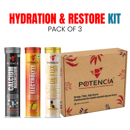 Potencia's Hydration & Restore Kit | India's Advanced Daily Hydration, Electrolyte & Recovery Support Stack
