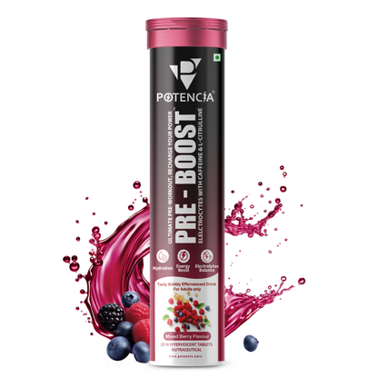 🎁 Potencia PRE-BOOST | Pre-Workout Effervescent Tablets | Energy + Hydration + Pump | With Citrulline, Taurine, Caffeine & Beta-Alanine | 15 Tabs/Bottle (Special Price)