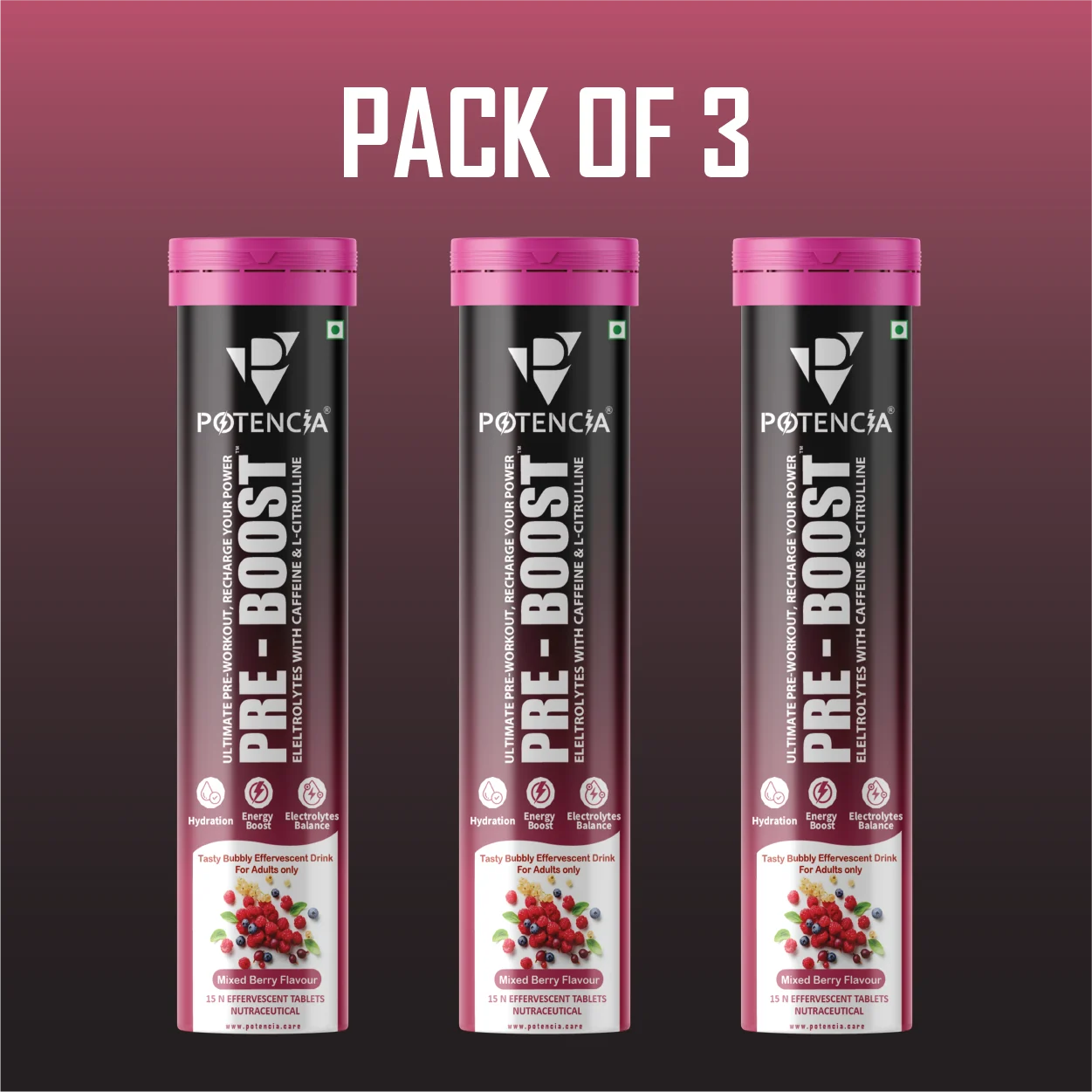 Pack of 3  Pre-Boost ( Ultimate - PreWorkout ) Mixed Berry