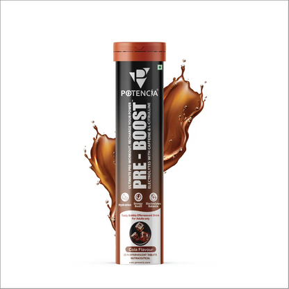 Potencia PRE-BOOST | Pre-Workout Effervescent Tablets | Energy + Hydration + Pump | With Citrulline, Taurine, Caffeine & Beta-Alanine | 15 Tabs/Bottle