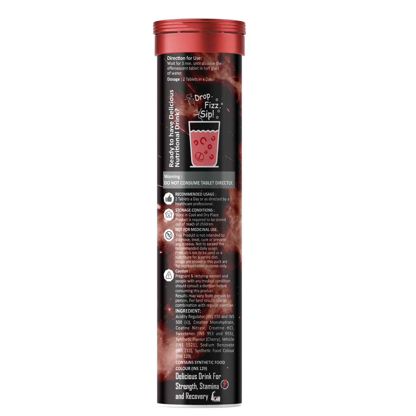 Potencia (Pack of 3) ATP Power Creatine Supplement | Creatine Monohydrate + HCL + Nitrate | Strength & Performance Support | Cherry Candy Flavour | Effervescent Tablets