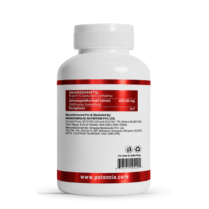 Potencia Herbacous Ashwagandha 600mg – 60 Vegetarian Capsules