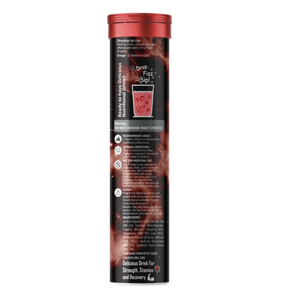 Potencia ATP Power Creatine Supplement | Creatine Monohydrate + HCL + Nitrate | Strength & Performance Support | Cherry Candy Flavour | Effervescent Tablets
