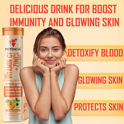 New Amla Vitamin C + Zinc Effervescent Tablets | Immune & Antioxidant Support | Orange Flavour