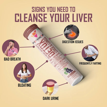 Potencia Liver & Lung Detox Effervescent Tablets | 10-in-1 Herbal Cleanse with Milk Thistle, NAC, Ginseng, Turmeric & Astaxanthin | Supports Liver Health, Lung Detox & Immunity | 15 Tabs/Bottle