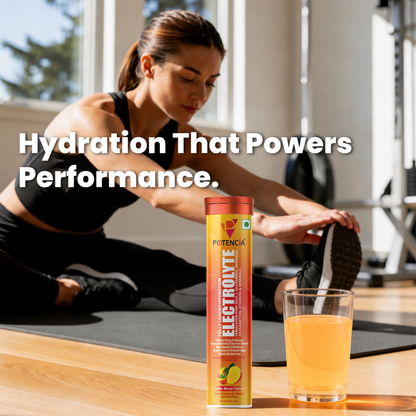 Pack of 3 Potencia Electrolyte Hydration Effervescent Tablets | Toffee Mango | With Glutamine, Moringa, Astaxanthin, Biotin & Himalayan Pink Salt | 45 Tabs/Bottle