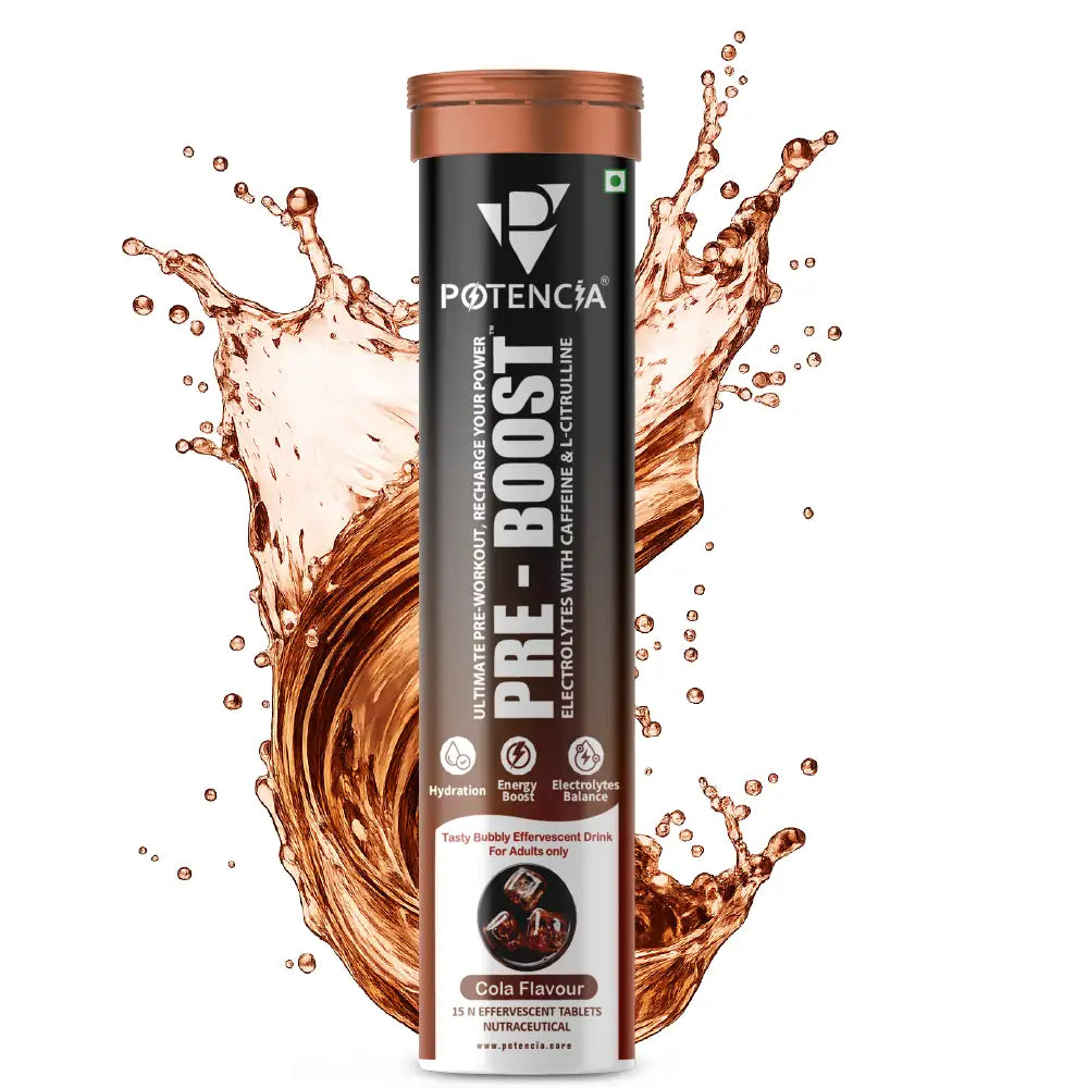 Potencia PRE-BOOST | Pre-Workout Effervescent Tablets | Energy + Hydration + Pump | With Citrulline, Taurine, Caffeine & Beta-Alanine | 15 Tabs/Bottle