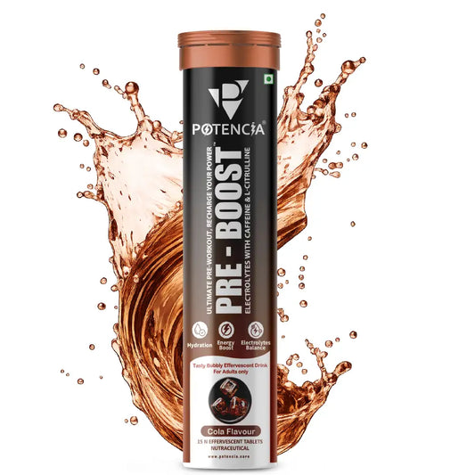 Potencia PRE-BOOST | Pre-Workout Effervescent Tablets | Energy + Hydration + Pump | With Citrulline, Taurine, Caffeine & Beta-Alanine | 15 Tabs/Bottle